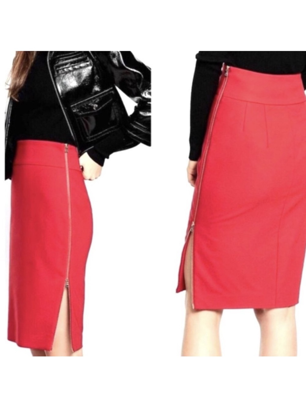 Express NWT red side full zipper pencil skirt high waisted
